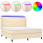 Preview: Boxspringbett mit Matratze & LED Creme 160x200 cm Stoff