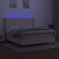 Preview: Boxspringbett mit Matratze & LED Creme 160x200 cm Stoff