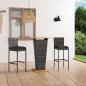 Preview: ARDEBO.de - 3-tlg. Gartenbar-Set mit Kissen Poly Rattan Grau