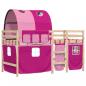 Preview: Kinderhochbett mit Tunnel Rosa 90x200 cm Massivholz Kiefer