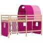 Preview: Kinderhochbett mit Tunnel Rosa 90x200 cm Massivholz Kiefer