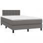 Preview: ARDEBO.de - Boxspringbett mit Matratze & LED Grau 120x190 cm Kunstleder