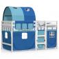 Preview: Kinderhochbett mit Tunnel Blau 80x200 cm Massivholz Kiefer