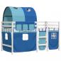 Preview: Kinderhochbett mit Tunnel Blau 80x200 cm Massivholz Kiefer