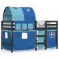 Preview: Kinderhochbett mit Tunnel Blau 90x200 cm Massivholz Kiefer