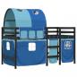 Preview: Kinderhochbett mit Tunnel Blau 90x200 cm Massivholz Kiefer