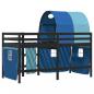 Preview: Kinderhochbett mit Tunnel Blau 90x200 cm Massivholz Kiefer