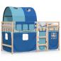 Preview: Kinderhochbett mit Tunnel Blau 90x200 cm Massivholz Kiefer