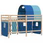 Preview: Kinderhochbett mit Tunnel Blau 90x200 cm Massivholz Kiefer