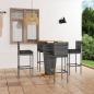 Preview: ARDEBO.de - 5-tlg. Gartenbar-Set mit Kissen Poly Rattan Grau