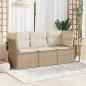 Preview: ARDEBO.de - 3-tlg. Garten-Sofagarnitur mit Kissen Beige Poly Rattan