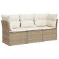 Preview: 3-tlg. Garten-Sofagarnitur mit Kissen Beige Poly Rattan