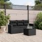 Preview: ARDEBO.de - 4-tlg. Garten-Sofagarnitur mit Kissen Schwarz Poly Rattan