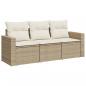 Preview: 3-tlg. Garten-Sofagarnitur mit Kissen Beige Poly Rattan