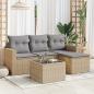 Preview: ARDEBO.de - 5-tlg. Garten-Sofagarnitur mit Kissen Beige Poly Rattan