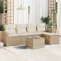 Preview: ARDEBO.de - 6-tlg. Garten-Sofagarnitur mit Kissen Beige Poly Rattan