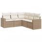 Preview: 5-tlg. Garten-Sofagarnitur mit Kissen Beige Poly Rattan