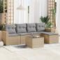 Preview: ARDEBO.de - 6-tlg. Garten-Sofagarnitur mit Kissen Beige Poly Rattan