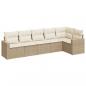 Preview: 6-tlg. Garten-Sofagarnitur mit Kissen Beige Poly Rattan