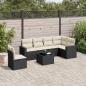 Preview: ARDEBO.de - 7-tlg. Garten-Sofagarnitur mit Kissen Schwarz Poly Rattan