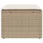 Preview: Gartenhocker mit Kissen Beige 55x55x37 cm Poly Rattan