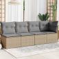 Preview: ARDEBO.de - Gartensofa mit Kissen 4-Sitzer Beige Poly Rattan