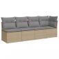 Preview: Gartensofa mit Kissen 4-Sitzer Beige Poly Rattan