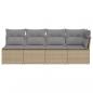 Preview: Gartensofa mit Kissen 4-Sitzer Beige Poly Rattan