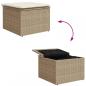 Preview: Gartenhocker mit Kissen Beige 55x55x37 cm Poly Rattan