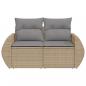 Preview: Gartensofa mit Kissen 2-Sitzer Beige Poly Rattan