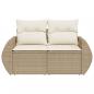 Preview: Gartensofa mit Kissen 2-Sitzer Beige Poly Rattan