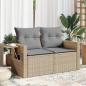 Preview: ARDEBO.de - Gartensofa mit Kissen 2-Sitzer Beige Poly Rattan