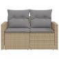 Preview: Gartensofa mit Kissen 2-Sitzer Beige Poly Rattan