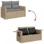 Preview: Gartensofa mit Kissen 2-Sitzer Beige Poly Rattan