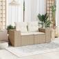 Preview: Gartensofa mit Kissen 2-Sitzer Beige Poly Rattan