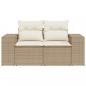 Preview: Gartensofa mit Kissen 2-Sitzer Beige Poly Rattan