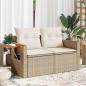 Preview: ARDEBO.de - Gartensofa mit Kissen 2-Sitzer Beige Poly Rattan