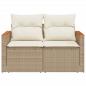 Preview: Gartensofa mit Kissen 2-Sitzer Beige Poly Rattan