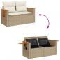 Preview: Gartensofa mit Kissen 2-Sitzer Beige Poly Rattan