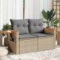 Preview: ARDEBO.de - Gartensofa mit Kissen 2-Sitzer Beige Poly Rattan