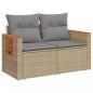 Preview: Gartensofa mit Kissen 2-Sitzer Beige Poly Rattan