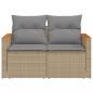 Preview: Gartensofa mit Kissen 2-Sitzer Beige Poly Rattan