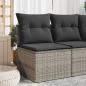 Preview: ARDEBO.de - Gartensofa ohne Armlehnen mit Kissen Grau Poly Rattan