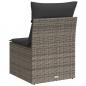 Preview: Gartensofa ohne Armlehnen mit Kissen Grau Poly Rattan