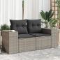 Preview: ARDEBO.de - Gartensofa 2-Sitzer mit Kissen Grau Poly Rattan