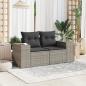 Preview: Gartensofa 2-Sitzer mit Kissen Grau Poly Rattan