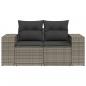 Preview: Gartensofa 2-Sitzer mit Kissen Grau Poly Rattan