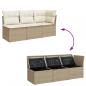 Preview: Gartensofa mit Kissen 3-Sitzer Beige Poly Rattan