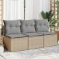 Preview: ARDEBO.de - Gartensofa mit Kissen 3-Sitzer Beige Poly Rattan