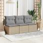 Preview: Gartensofa mit Kissen 3-Sitzer Beige Poly Rattan